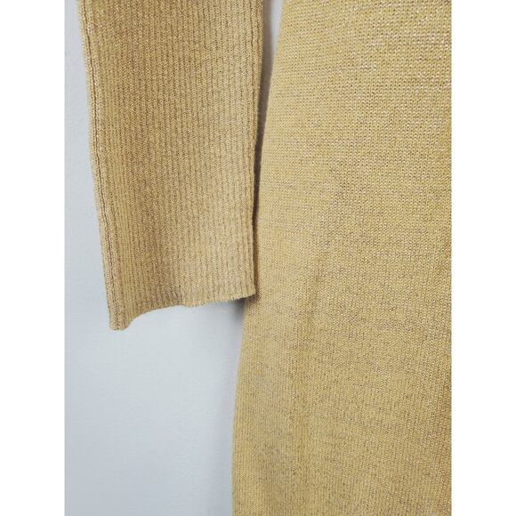 Free People Womens Medium Sweater Dress FRENCH GIRL MINI Gold Shimmer *no Belt - Picture 4 of 13